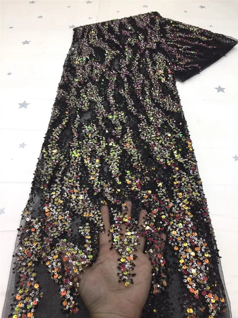 

Latest Embroidery French Lace Fabric 2020 High Quality Sequins Lace Pure White African Lace Fabric For Wedding Sewing NI4307-3