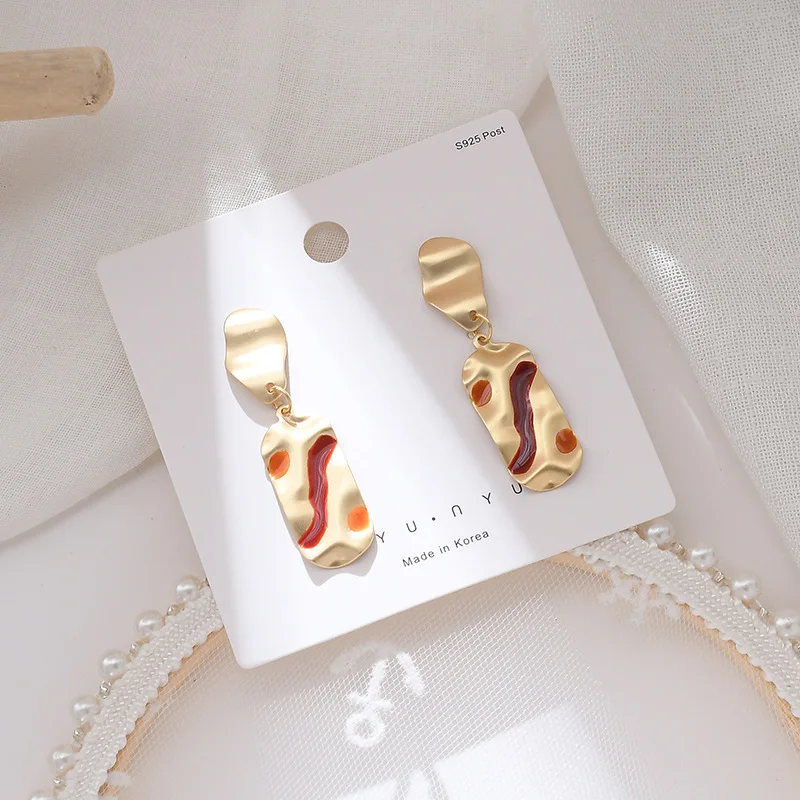 

S925 Retro Simple Art Earrings New Female Fashion Earrings Geometric Cold Wind High-end Ear Clip Tide