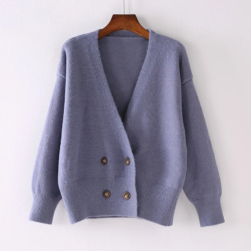 Women Knitted Sweater Solid Cardigan Candy Color Green Yellow Female Knitwear Ladies Cardigans Jacket |