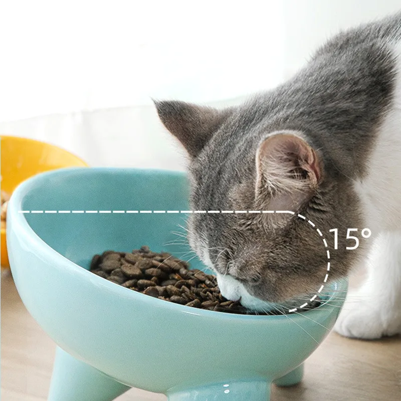 

DouNiOne Colored ceramic bowls dog bowls anti-tipping cat food bowls tall pet bowls drinking bowls cat bowls pet supplies