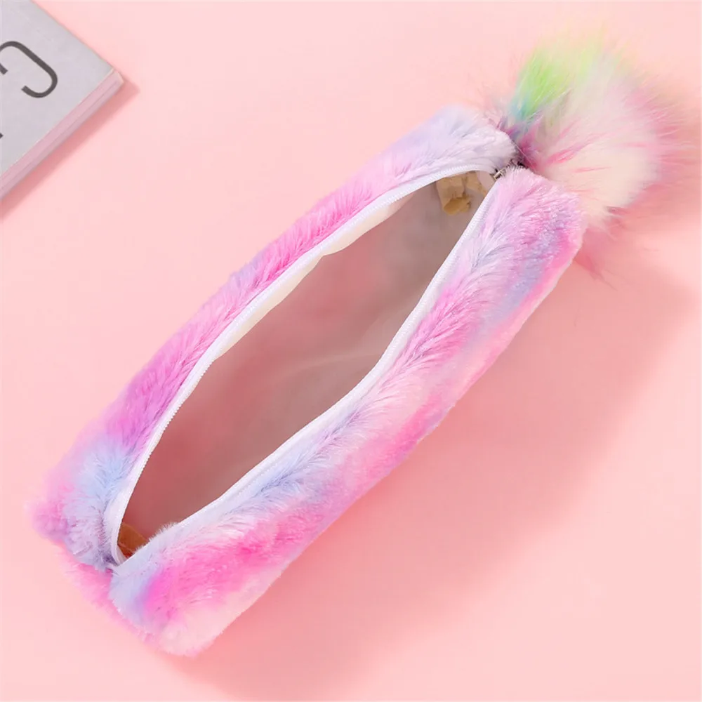 Сумка-карандаш 1 шт. плюшевая симпатичная новая Радужная Студенческая