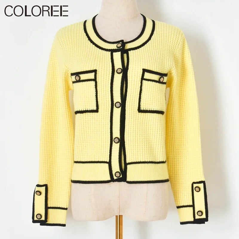 Женский трикотажный кардиган с круглым вырезом повседневный подиумный