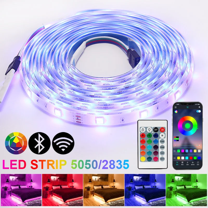 

RGB 5050 SMD 2835 Waterproof WiFi Flexible Lamp Tape Ribbon Diode DC12V 5M 10M 15M 20M Color LED Strips Lights Bluetooth Iuces