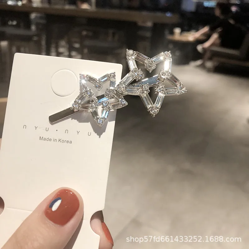 Женская заколка для волос с кристаллами 1 шт. металлическая со звездочками