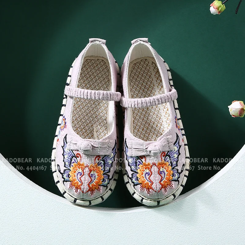 Детские холщовые туфли ручной работы с вышивкой для мальчиков и девочек