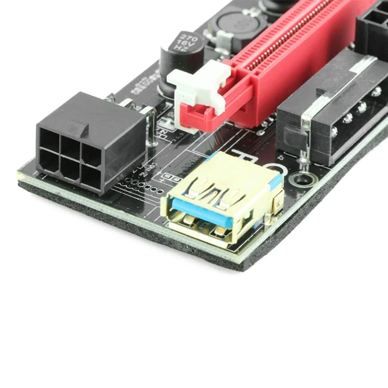 

PCI-E Extender Riser Gold-plated Model with Indicator Light PCI-E 16X to 1X Adapter Card Dual-6pin USB 3.0 Data Ca