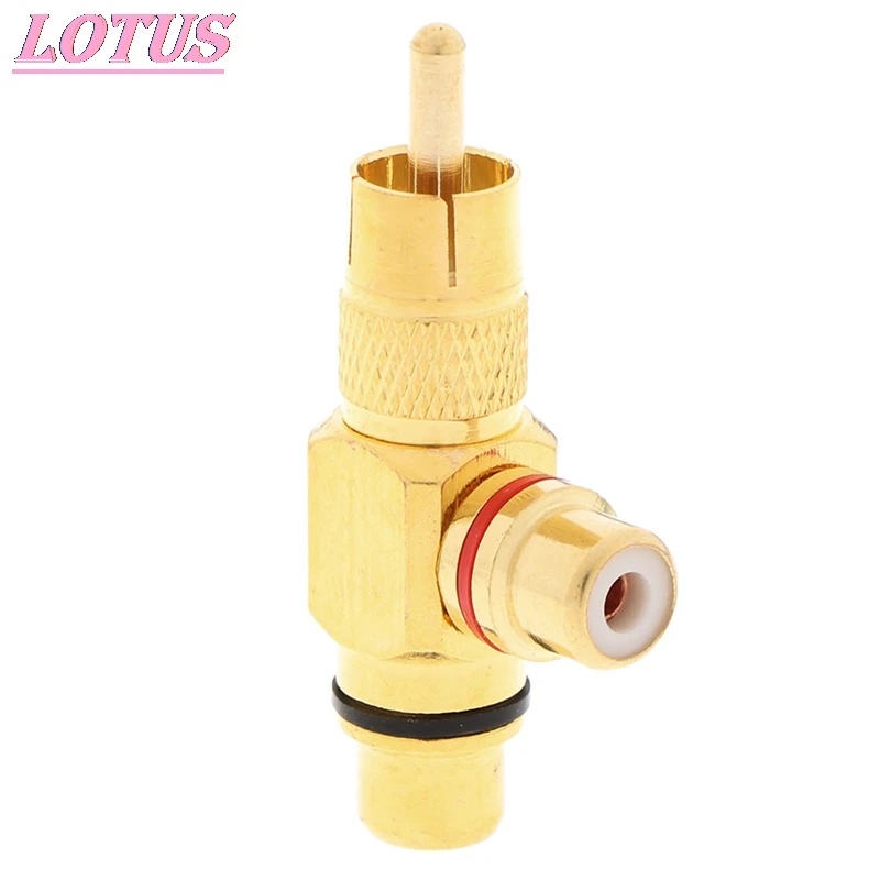 

HOT Gold Plated RCA Male to 2 Female RCA Splitter Adapter AV Video Audio T Plug RCA 3 way Plug R Connector 1pc