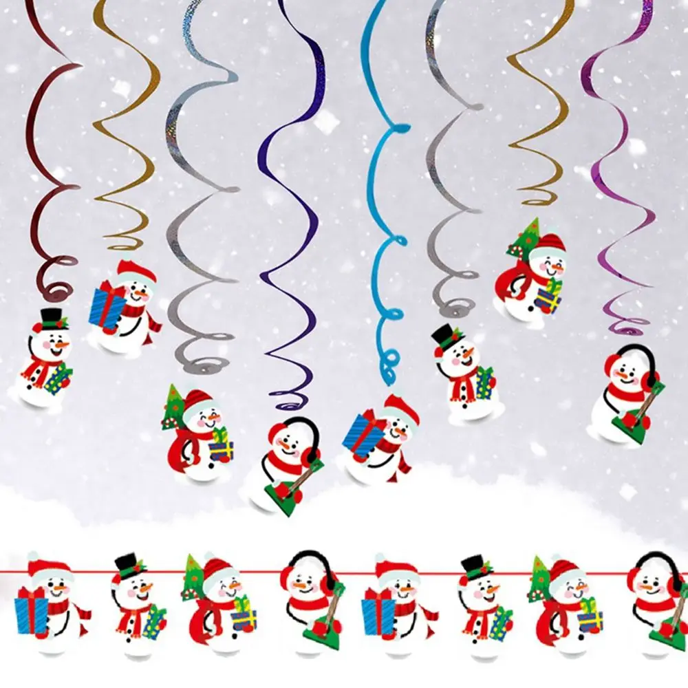 

Christmas Spiral Pendant Ceiling Hanging Wreath Santa Claus Elk Bell Swirl Banner Christmas Party Home Living Room Decoration