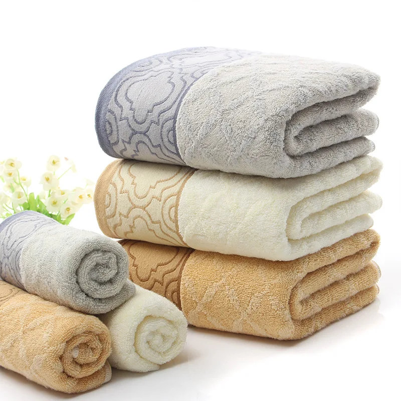 

Hot Selling Towel Bamboo Fiber Twistless Jacquard Towel Pure Cotton Adult Thick Terry Towels for Home 76*34cm