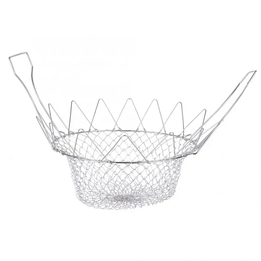 Foldable Fry Basket Cooking Strainer For French Fries Potato Fryer Fried Collapsible Colander Food Kitchen Tool | Дом и сад