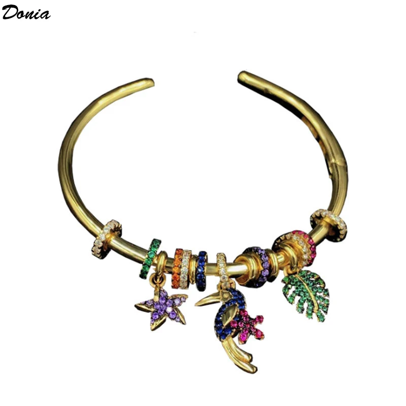 Donia Jewelry Fashion European and American luxury bracelet Toucan bracelet new stars bracelet color leaves zircon AAA bracelet