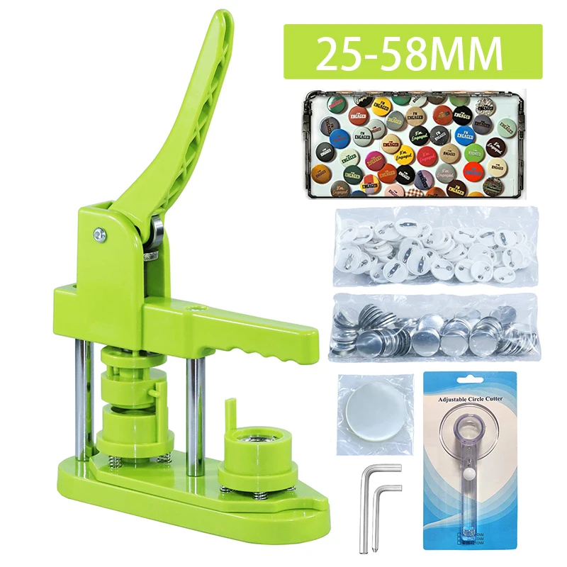 

25/32/58 Mm Button Maker Machine Kit DIY Badge Punch Press Machine With Free Plastic Button&Metal Button &Circle Cutter