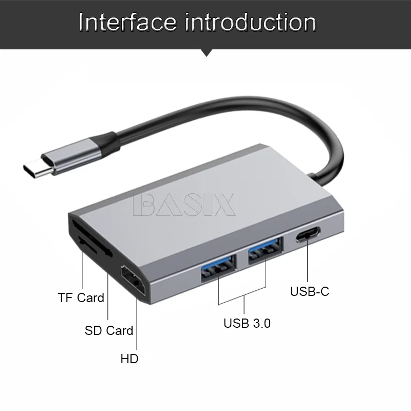 Basix USB 3 1 Type C концентратор Usb к HDMI-совместимый USB3.0/SD TF карта/PD адаптер для ноутбука
