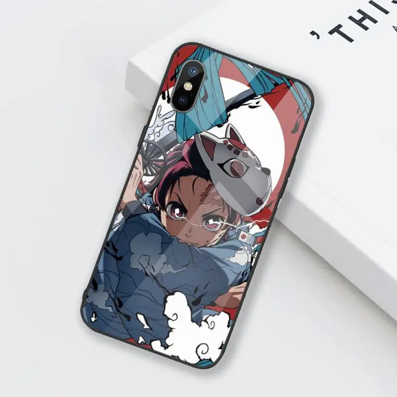 

Demon Slayer Kimetsu no Yaiba Phone Case Tempered glass For iphone 6 6S 7 8 plus X XS XR 11 12 mini PRO MAX