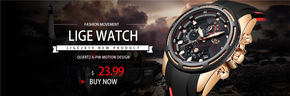 LIGE New Mens Watches Top Luxury Brand Men Unique Sports Watch Men's Quartz Date Clock Waterproof Wrist Watch Relogio Masculino