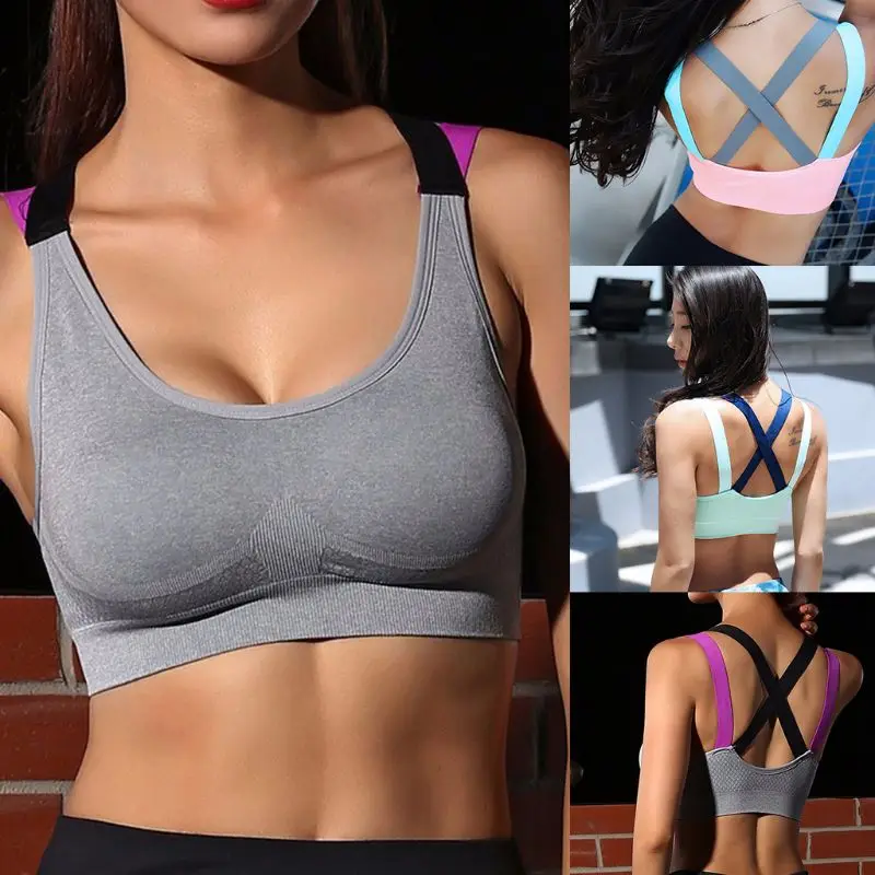 

Sport Bra Yoga Vest Cross Quick-drying Vest-style No Rim Workout Bra Women Push Up Fitness Running Bra Sports Bra for Women Gym