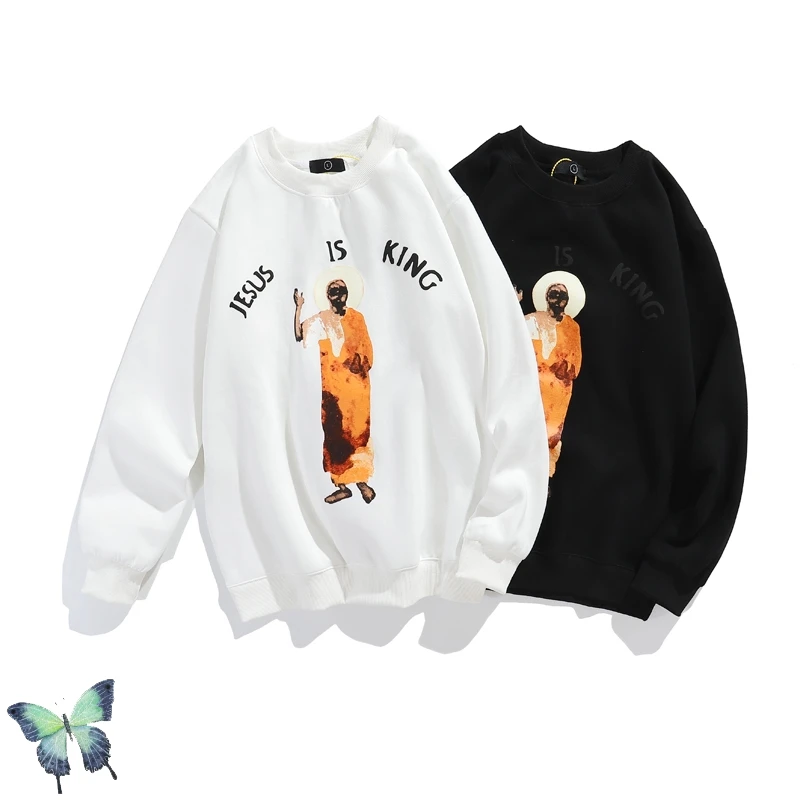 

Kanye West Jesus Is King High Collar Fleece Sweatshirt Men Women Kanye High Quality Chicago Limited Album Pullover Sweatshirts