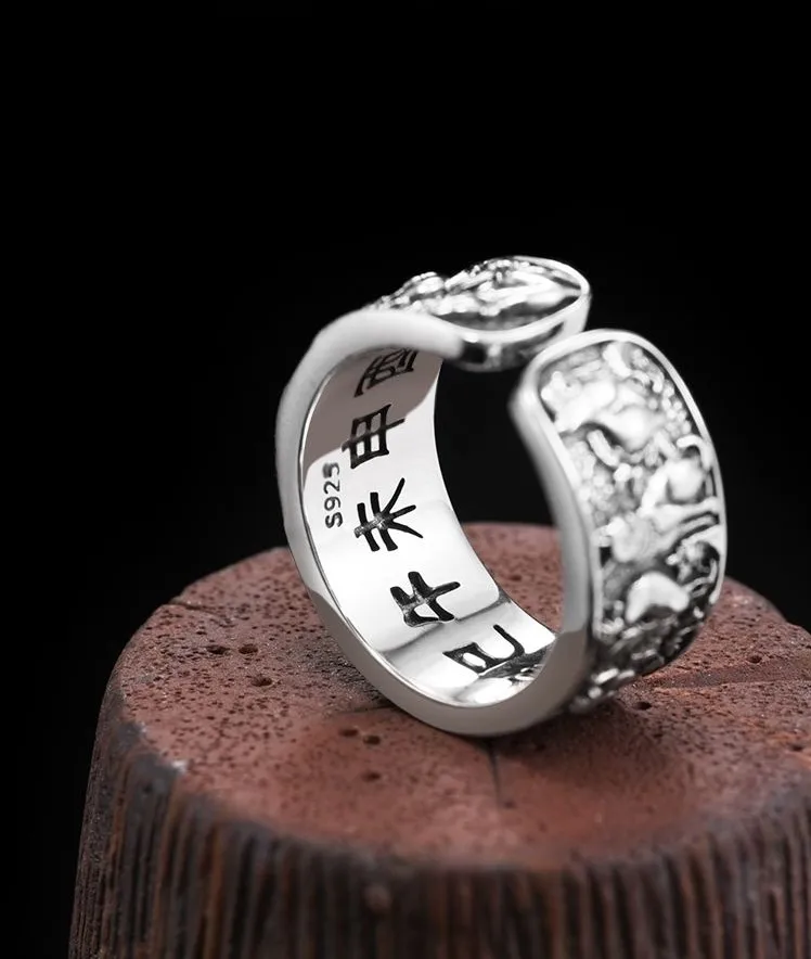 100% 925 пробы серебро зодиакальное кольцо для мужчин модные ретро черный Мода