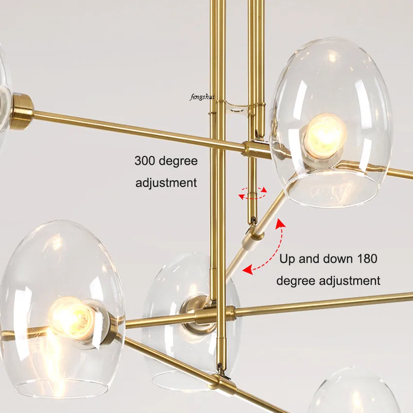 Скандинавская Ретро светодиодная стеклянная люстра комнатный светильник в
