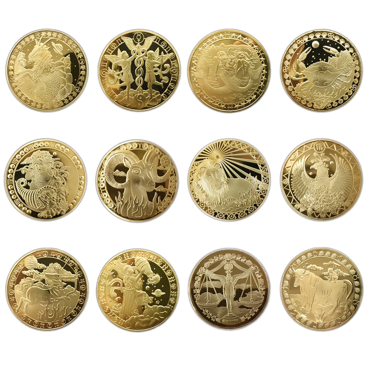 

Personally owned destiny Astrolabe Commemorative coins Twelve Constellations Lucky Coin Gold Plated Metal Craft Gift