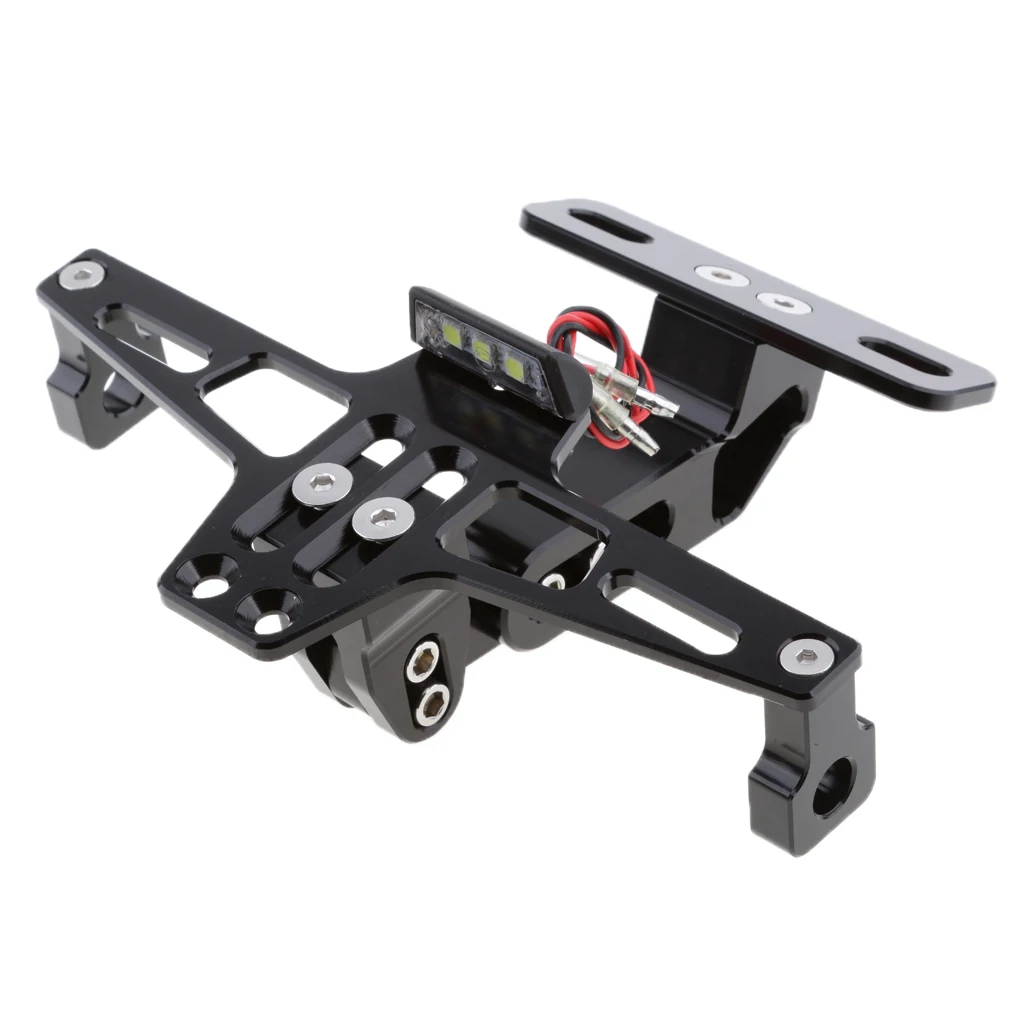 Universal CNC Adjustable Motorcycle License Plate Frame Holder Bracket w/ Light Black | Автомобили и мотоциклы