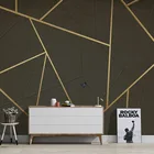 Современные абстрактные геометрические обои, гостиная, ТВ, диван, офис, 3D стерео, золотая полоса, настенная HD фоновая стена