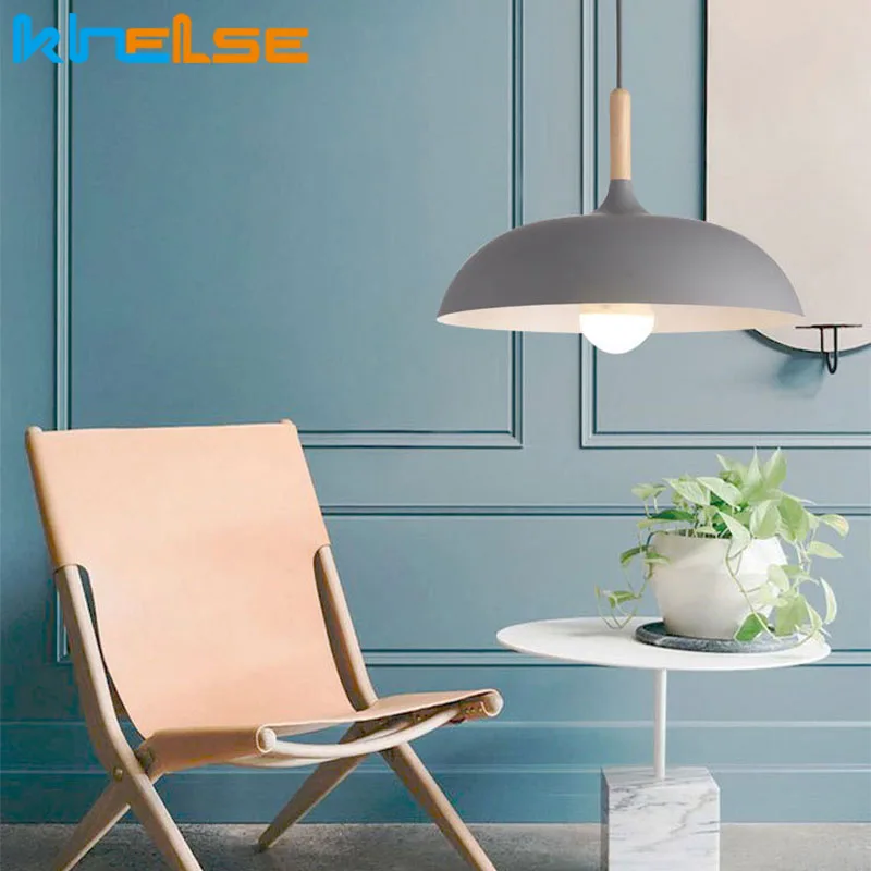 Современный Лофт минималистичный подвесной светильник деревянный и алюминиевый