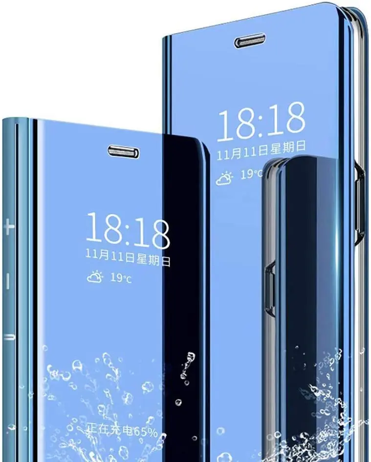Умный чехол для Samsung Galaxy S20 Ultra S10E Note 10 S9 S8 Plus прозрачный с окошком гальваническим