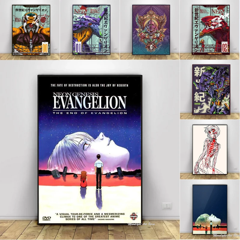 

Evangelion Animated Poster Vintage Character Canvas Painting HD Print Wall Art Picture Living Room Bedroom Home Decoration