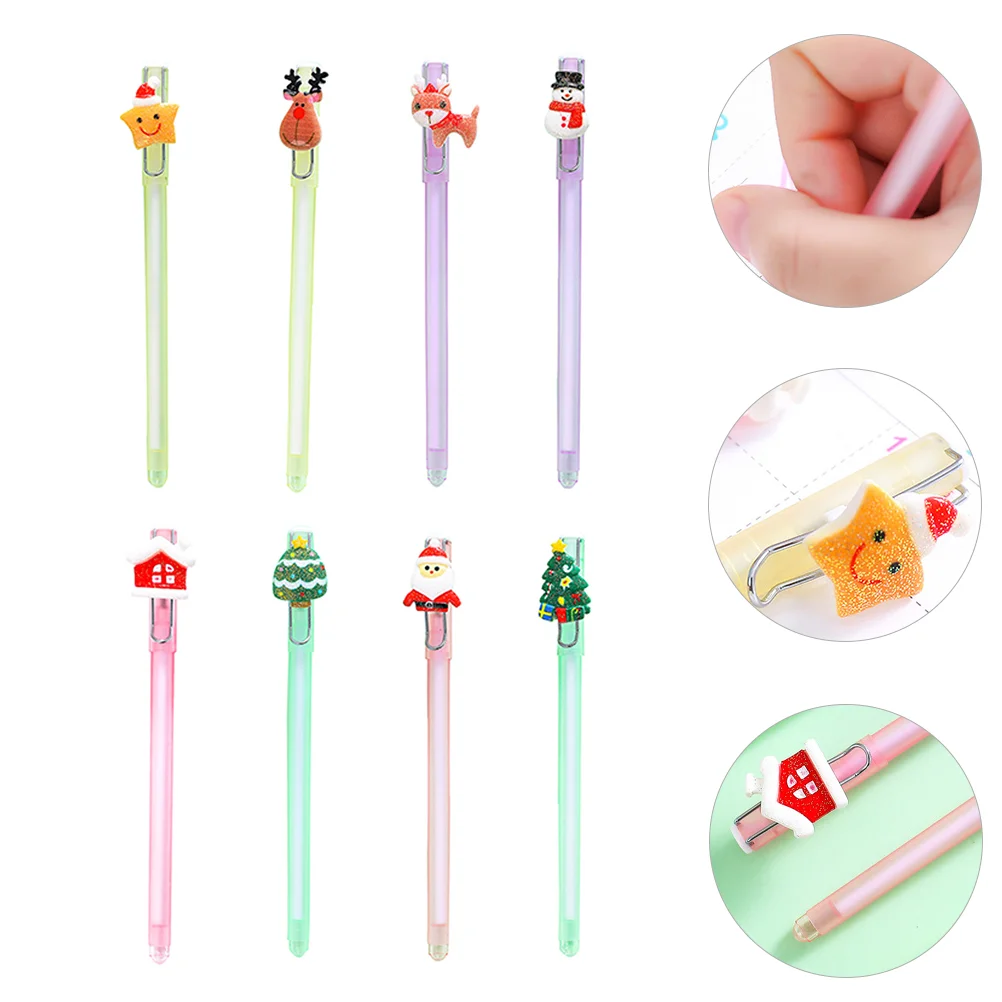 

8pcs Lovely Christmas Pens Student Writing Pens Cartoon 0.5mm Pens