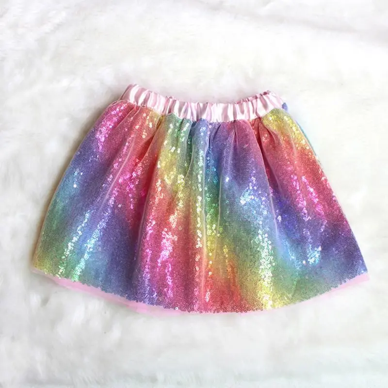 Вечерние костюмы принцессы для девочек радужная блестящая многослойная