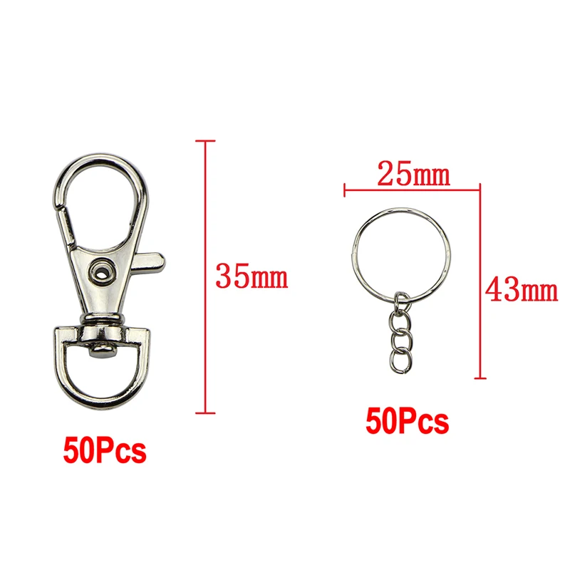 100pcs Metal Swivel Clasp Key Ring Lobster Claw Hook Keychain DIY Making Jewelry Findings | Украшения и аксессуары