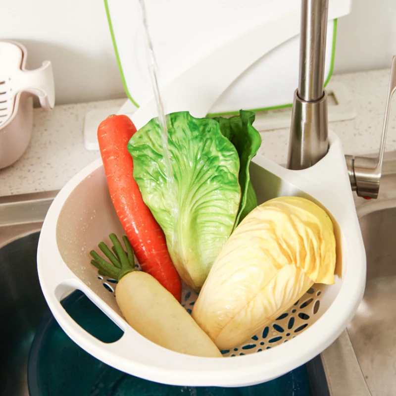 

Fruit and Vegetable Cleaning Basket Hanging Noodle Drain Basin Sink Vegetable Basket Multifunctional Hanging Basket Kitchen Tool