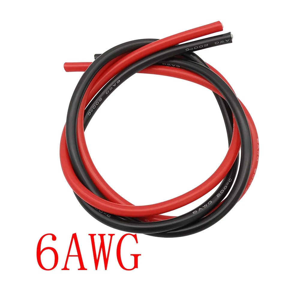

Силиконовый кабель 6 AWG, медные электрические провода, мягкие силиконовые Кабели 6 AWG для автомобильного аккумулятора, 1 метр, красный + 1 метр, ...