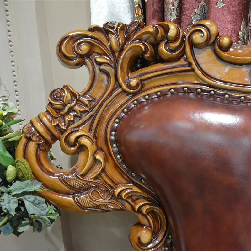 Европейская цельная деревянная резная двуспальная кровать вилла Главная