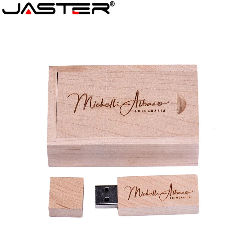 Usb флеш накопитель JASTER в деревянной коробке с гравировкой логотипа 4 ГБ 8 16 32 64 usb 2 0