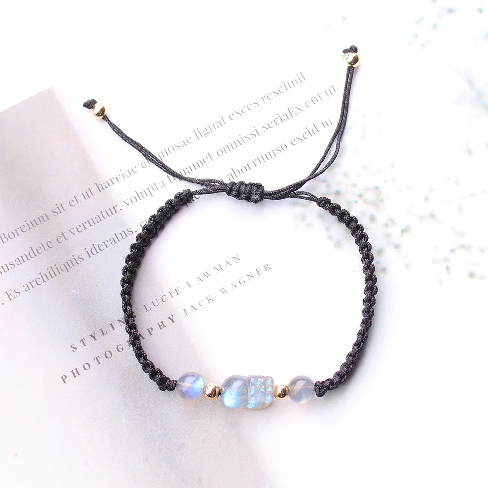 

Natural Labradorite Moonstone Hand-woven DIY Wrapped Bracelet Fashion Women Girls Party Wedding Jewelry Gifts