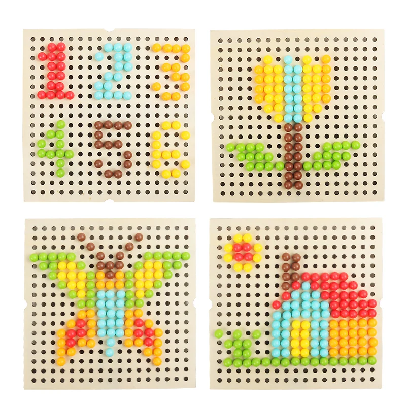 

Young children mushroom nail puzzle toy species mushroom ding spelling board pull nail puzzle large change wisdom magic plate