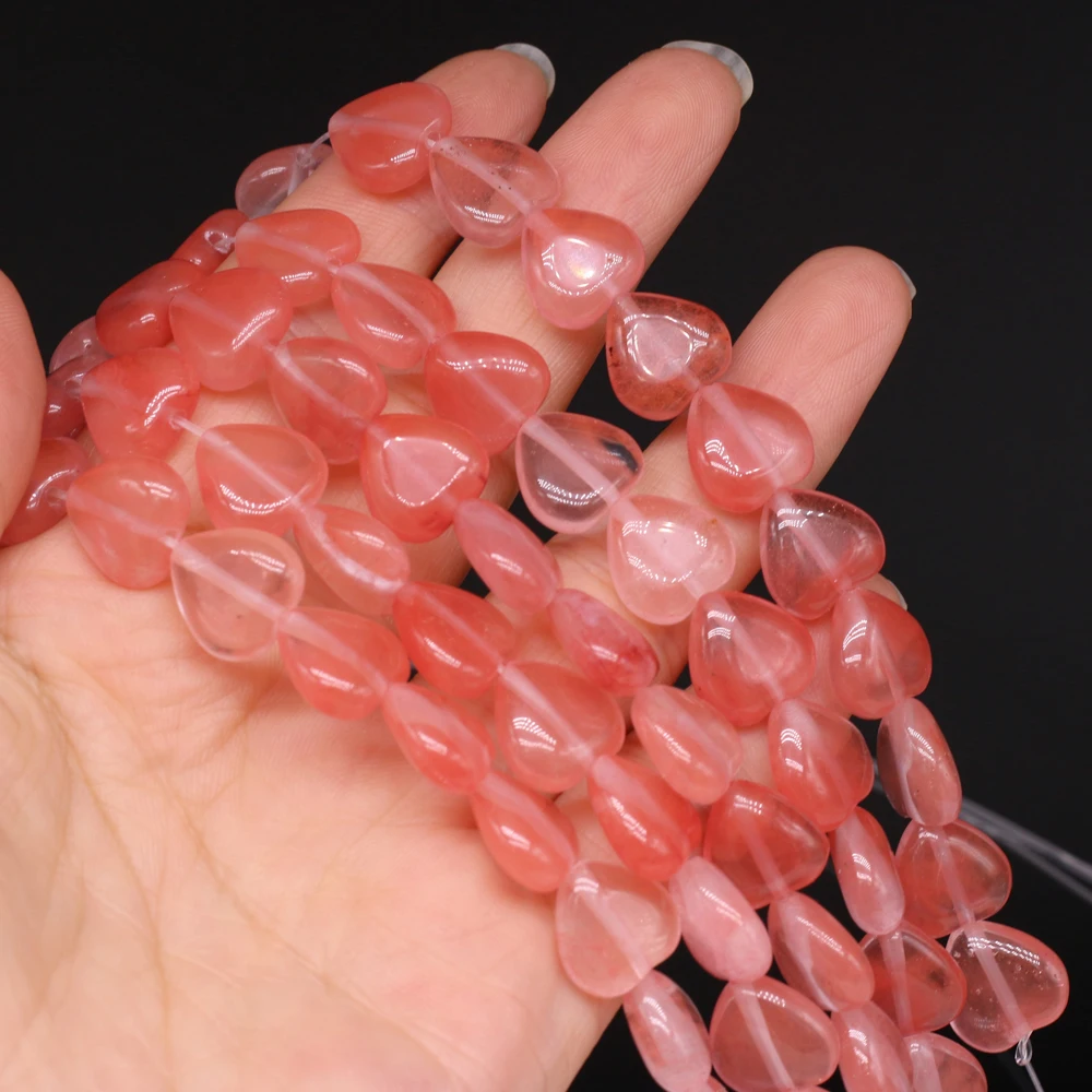 Лидер продаж Натуральный Полудрагоценный камень в форме сердца арбуз красный