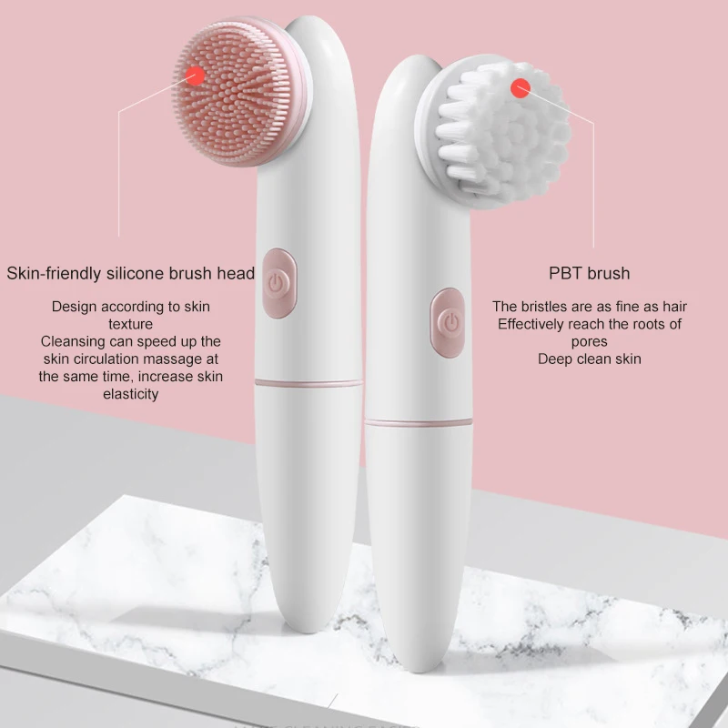 2 в 1 Электрический силиконовая щетка для чистки лица Вибрационный массаж T зоной