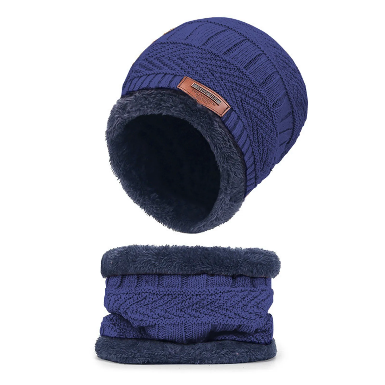 

Winter Slouchy Thick Beanie Snow Knit Skull Cap Fleece Lining Warm Hat Scarf Set Wool Hat Knitting for men Caps Lady Beanie hats