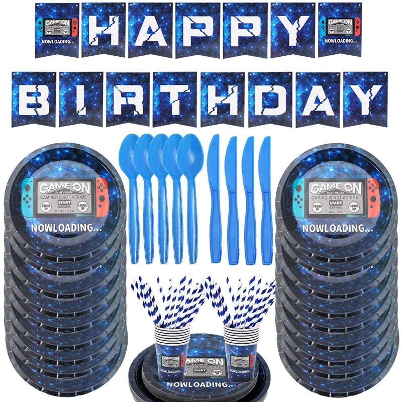 Игра мультяшную тему вечеринка для мальчика день рождение украшения комплект