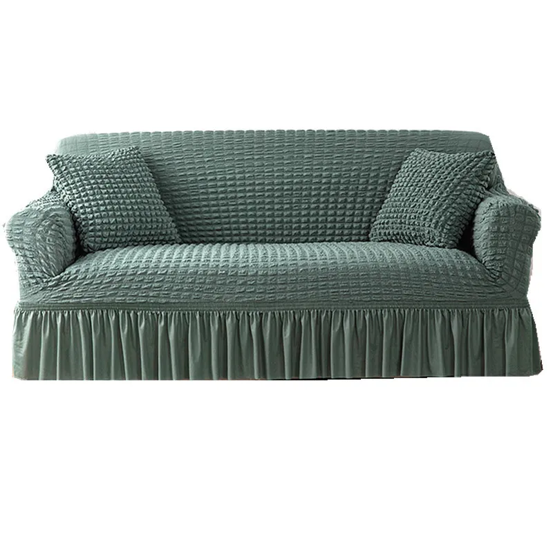 

1Pcs Seersucker Sofa Covers Elegant Skirt Stretch Non-slip Universal Couch Slipcover for 1-4-Seater Home Living Room Armchair