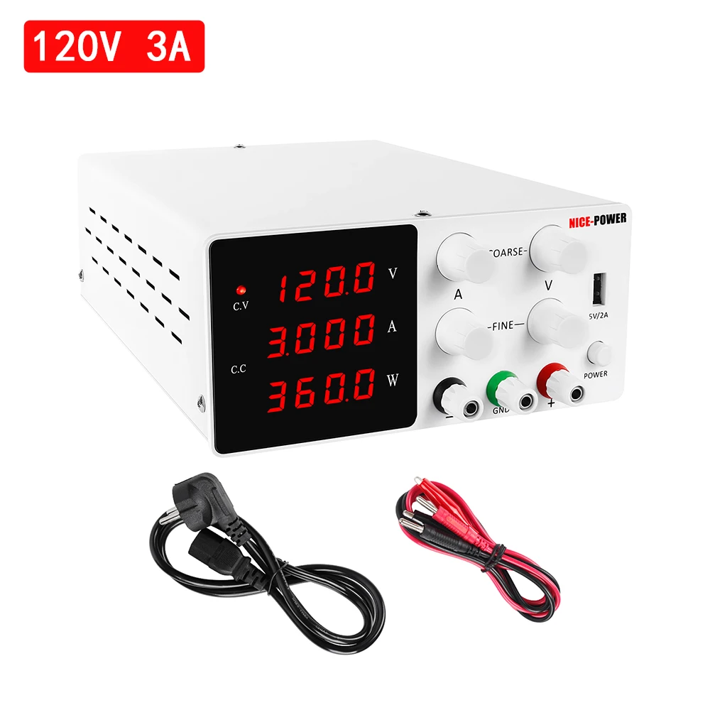 

Регулируемый лабораторный источник питания, 120 В, 1 А, 2 А, 3 А