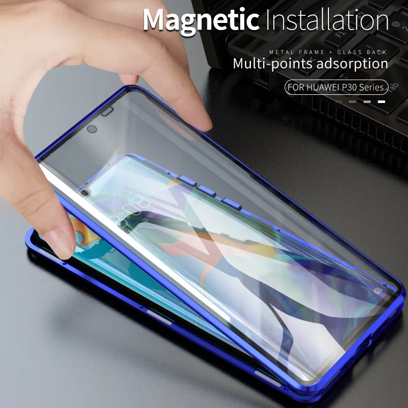 Luphie полный обертывающийся Магнитный чехол для huawei P30 Pro Чехол 9H Передняя Задняя крышка из закаленного стекла чехол для телефона huawei P30 чехол