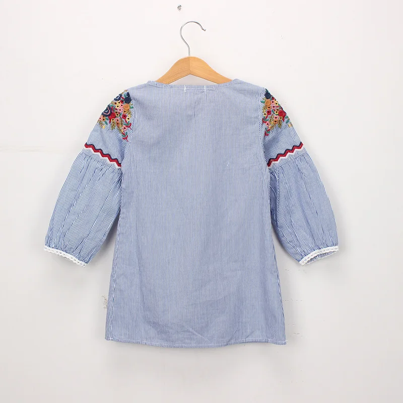 vintage elegant striped girls blouse flowers kids long sleeve shirt children's clothing cotton | Детская одежда и обувь