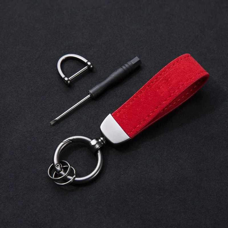 Красный кожаный автомобильный брелок с кольцом логотипом для ключей Opel Renault Kia