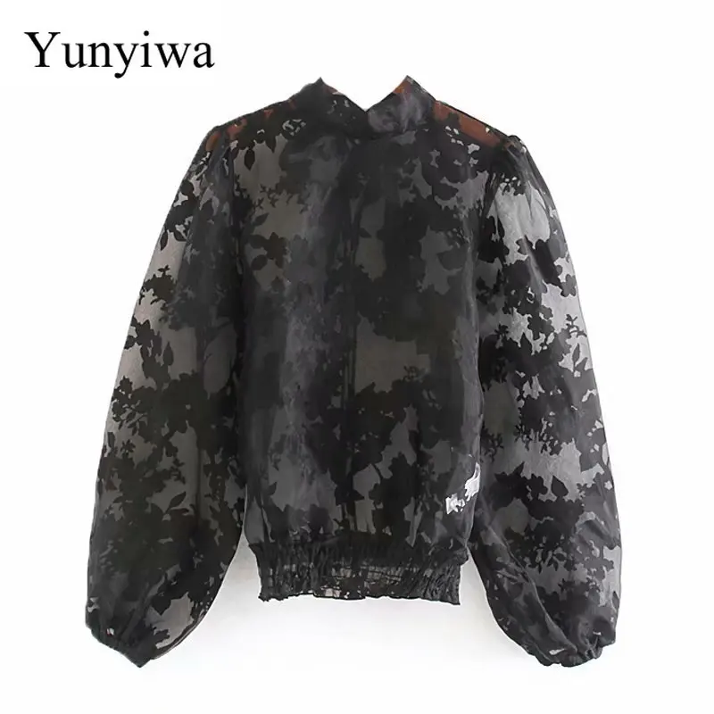 Женский новый Топ с длинным рукавом и вышивкой женская блузка топы водолазки