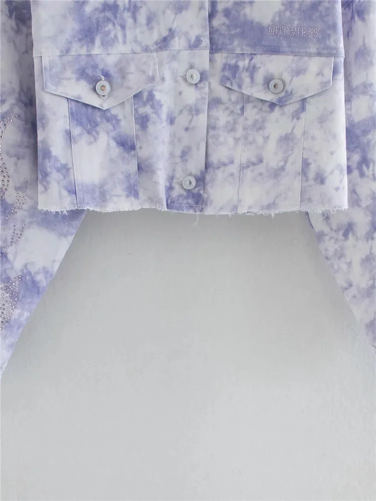 

2020 New Short Denim Jacket Women Fashion Casual Tie Dye Jeans Jacket Coat Autumn New Slim Single Breasted Jacket Female