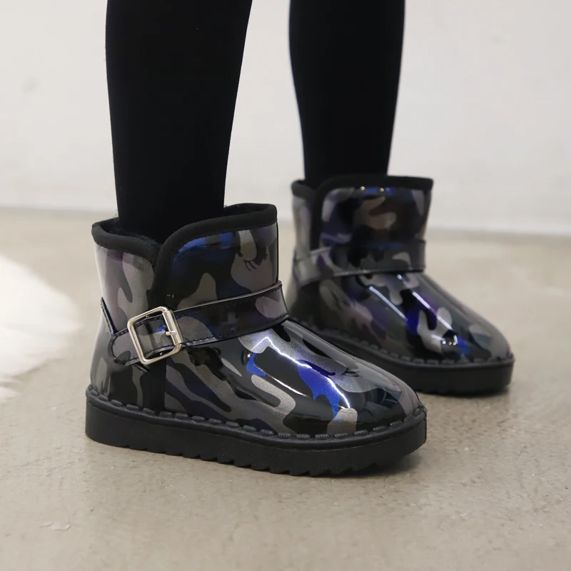 Водонепроницаемые детские ботинки модные теплые хлопковые для мальчиков и